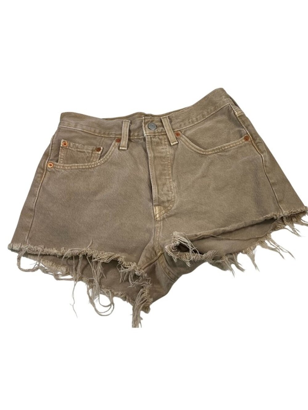 Levis 501 High Rise Denim Cutoff Shorts sz 27 Brown Tan Frayed Hem Y2K Festival